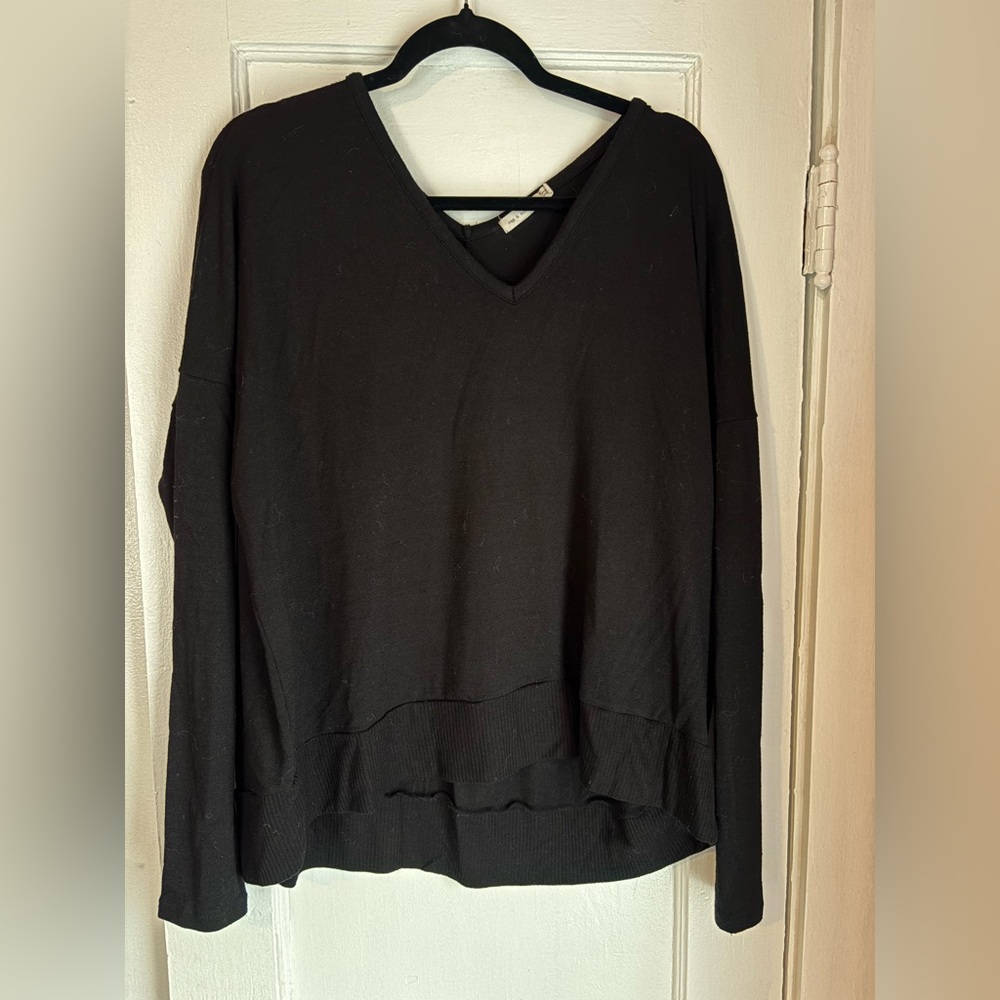 rag & bone Black V-Neck Sweater Lightweight Knit Size L